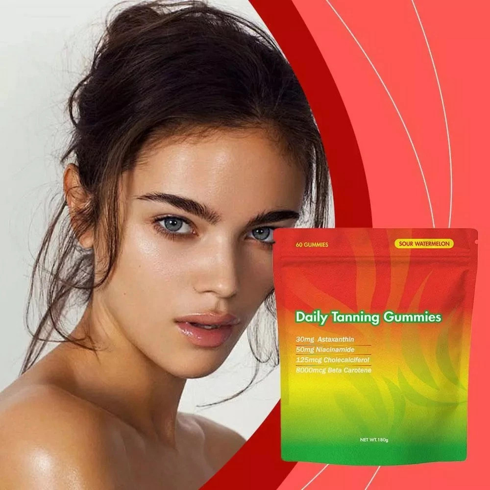 60pcs/bag Natural Daily Tanning Gummies Sunless Tan & Skin Glow Supplement