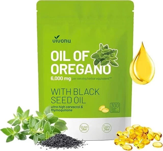 VivoNu Oil of Oregano Capsules | 6000mg Oil of Oregano Including Black Seed Oil
