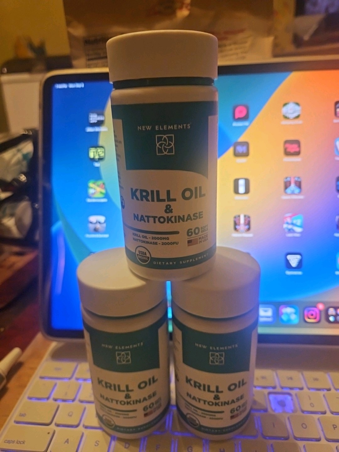 NEW LOT 3 Antarctic Krill Oil 2000mg & Nattokinase 4000 FU Omega3 DHA & EPA 60ct