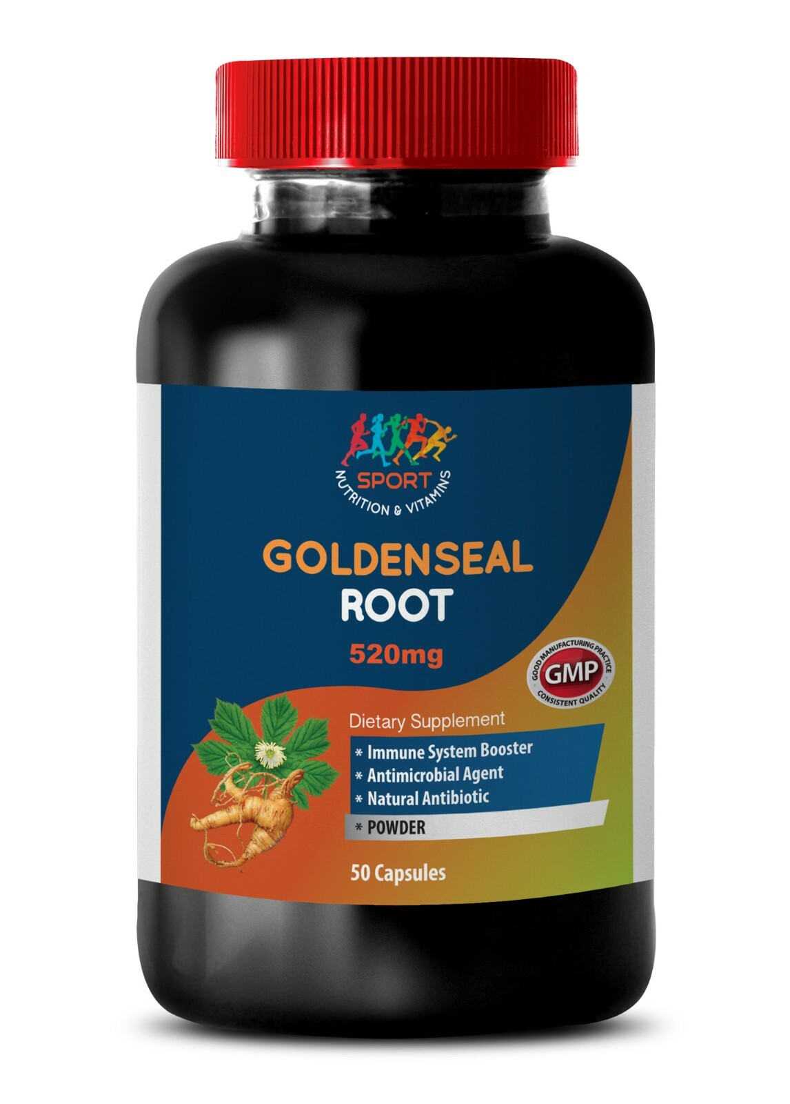 Gelatin Capsules – 520MG GOLDENSEAL ROOT – Natural Antifatigue Blend – 1Bot 50Ct
