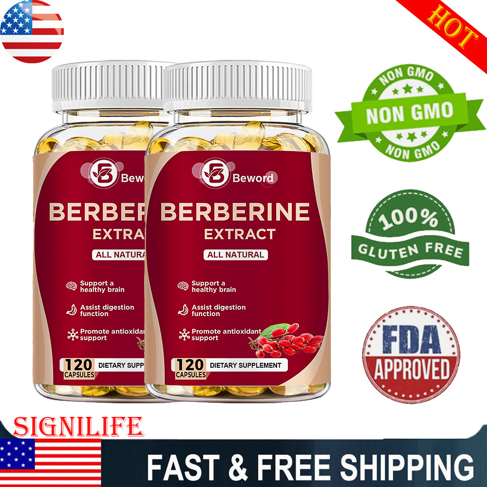 2 Packs Berberine 1200mg High Absorption For Blood Sugar Immune 3 Months Supply