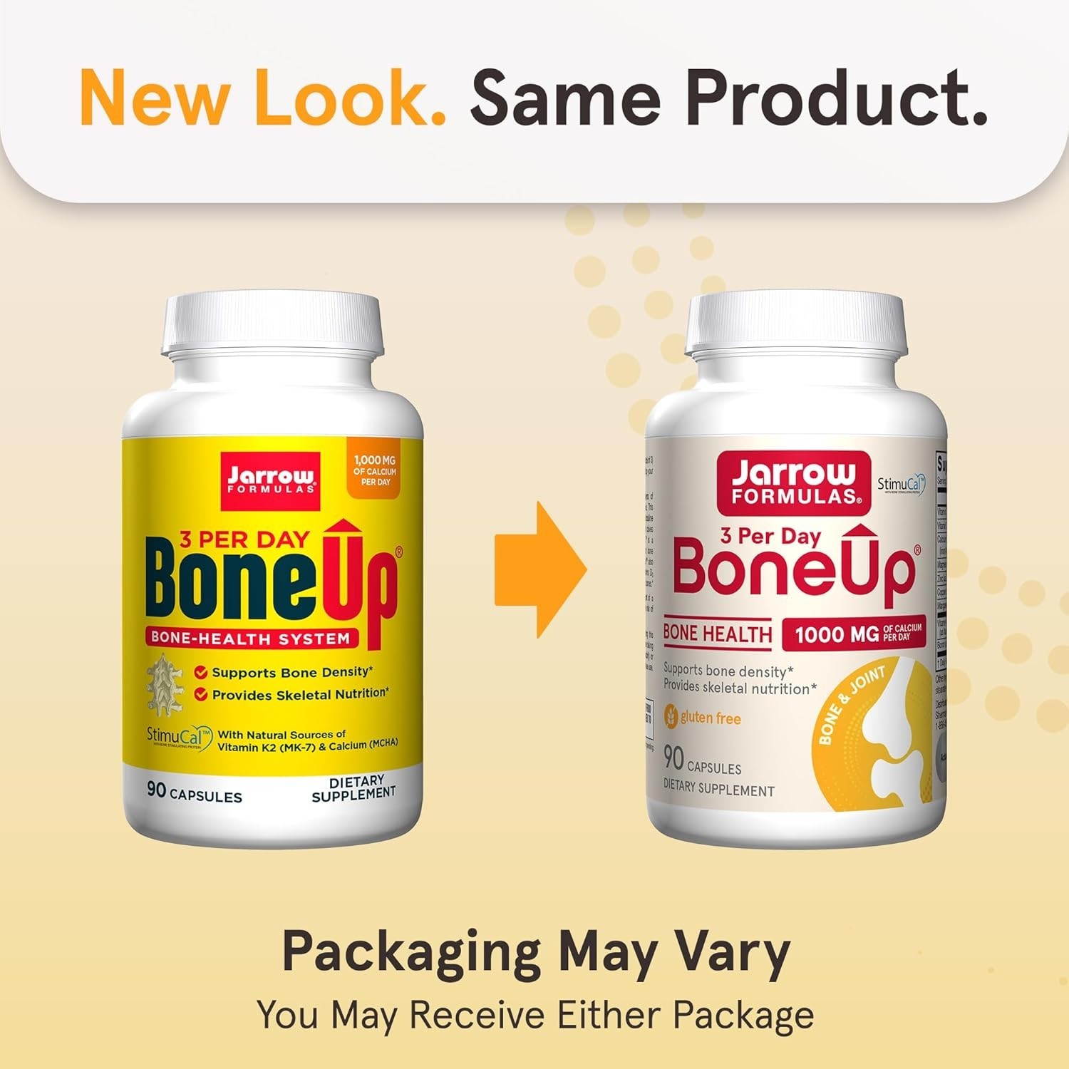 Jarrow Bone-Up 3 Per Day, Includes Vitamin D3, K2 90 Capsules Each (Pack of 4)