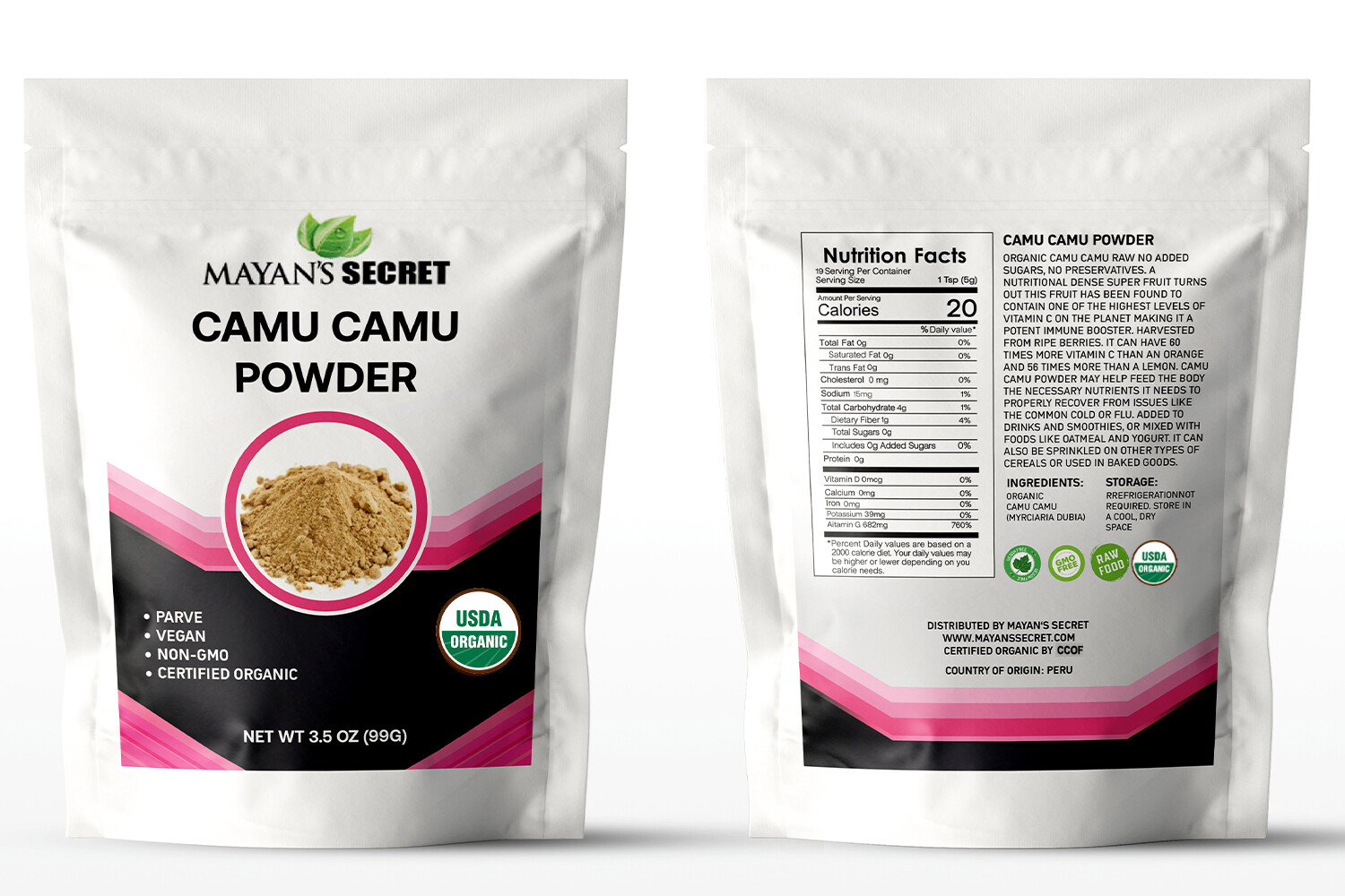 Organic CAMU CAMU fruit powder 3.5 oz Improve Mood, Vit C Max, Antioxidant
