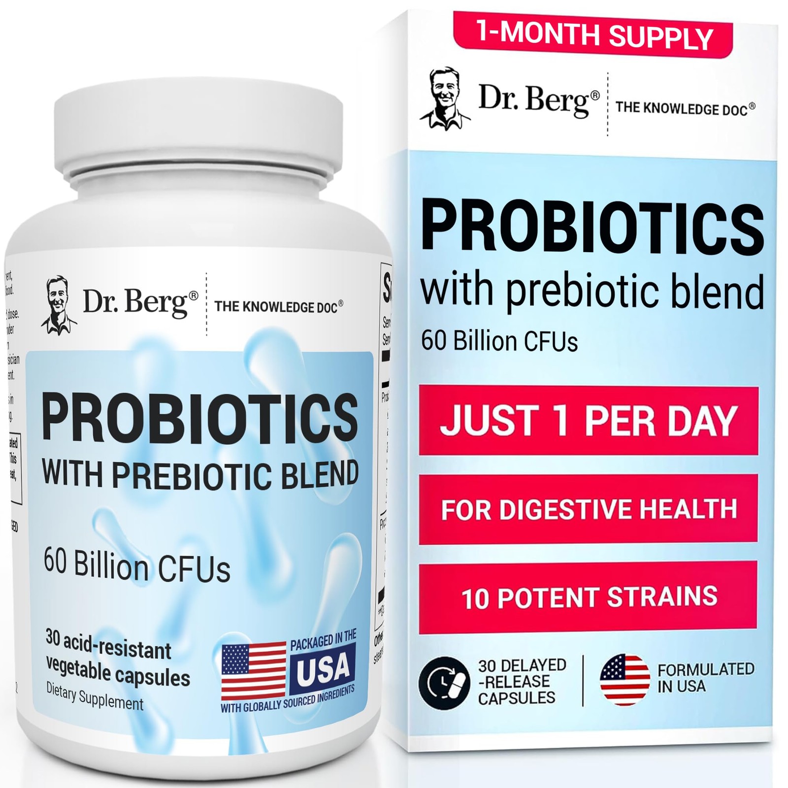 Dr. Berg Probiotic Supplement (60 Billion CFUs) – Helps Ease Occasional Const…