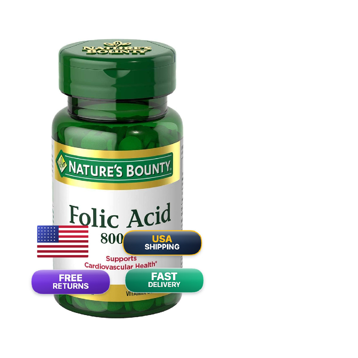 Nature’S Bounty Natures Bounty Folic Acid 800 Mcg Vitamin Supplement –