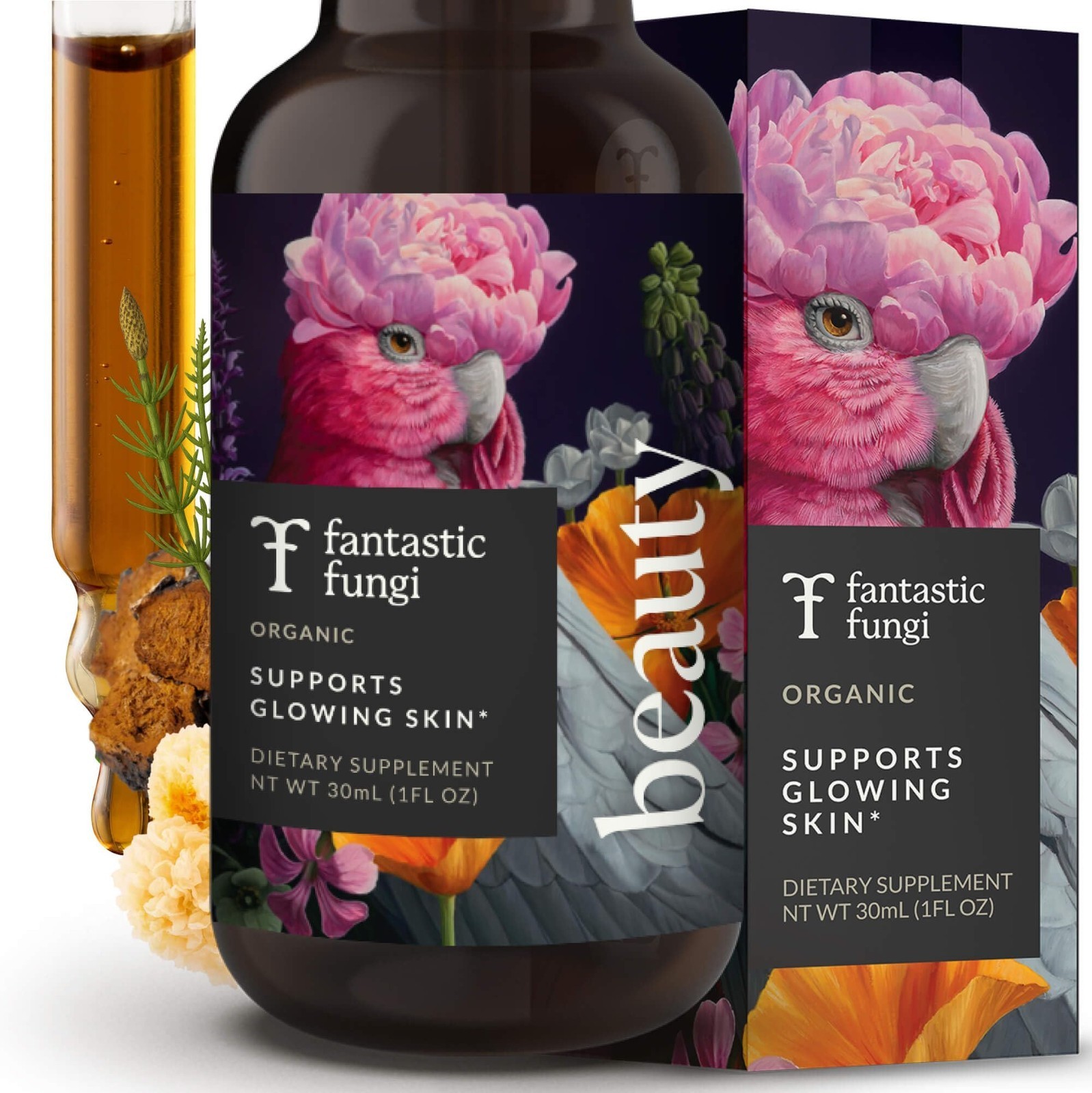 Fantastic Fungi Organic Beauty Elixir Tremella Chaga Mushroom 30ml Glowing Skin