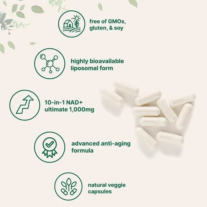 3PCS 10-in-1 with Resveratro Liposomal NAD+ Ultimate 1000mg 180 Capsules