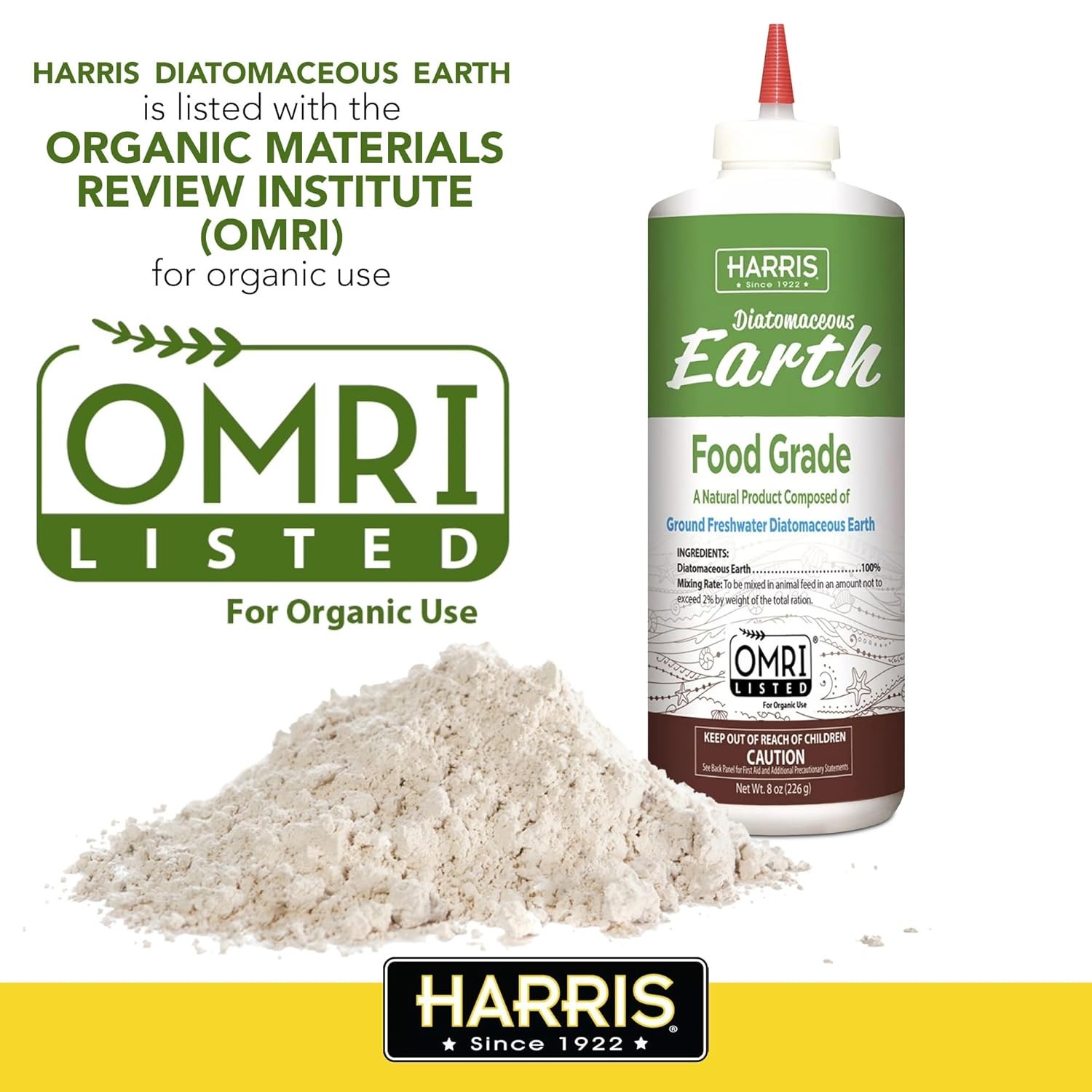 Food Grade Diatomaceous Earth 0.5 lb with Puffer Tip Easy Application