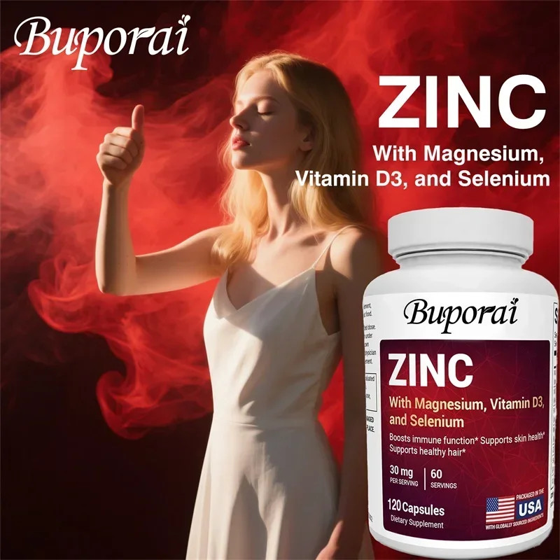 Zinc with Magnesium, Vitamin D3, Selenium 120pcs, Enhance Skin Vitality,Immunity