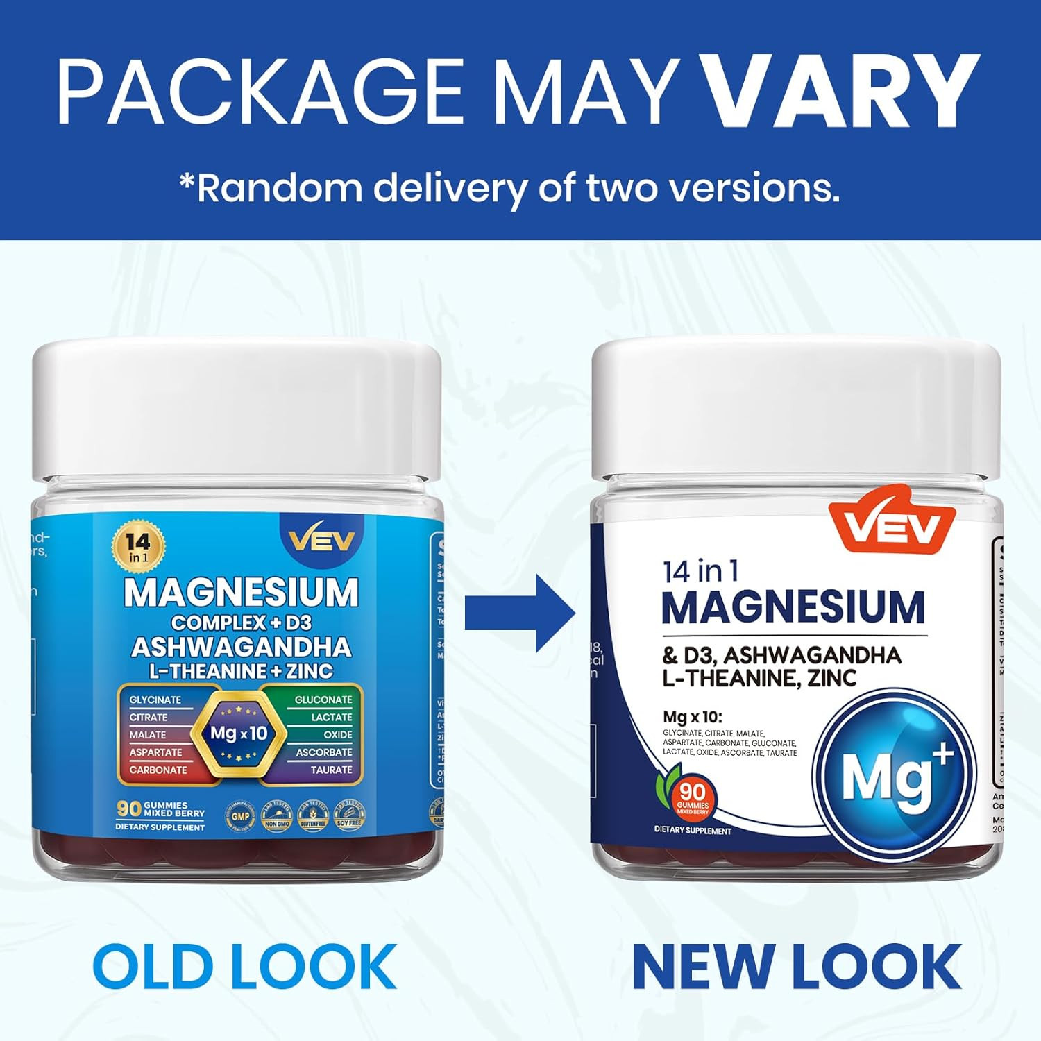 VEV Deep Calm Magnesium Complex 14-in-1 Gummies 90 Count For Women Men
