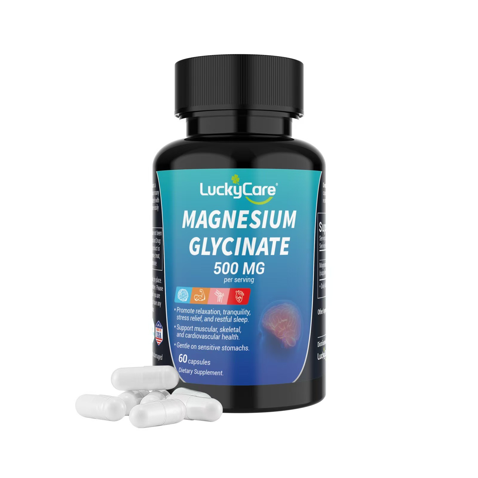 Magnesium Glycinate 500mg-60/120/240Capsule For Sleep Stress Relief Support Bone