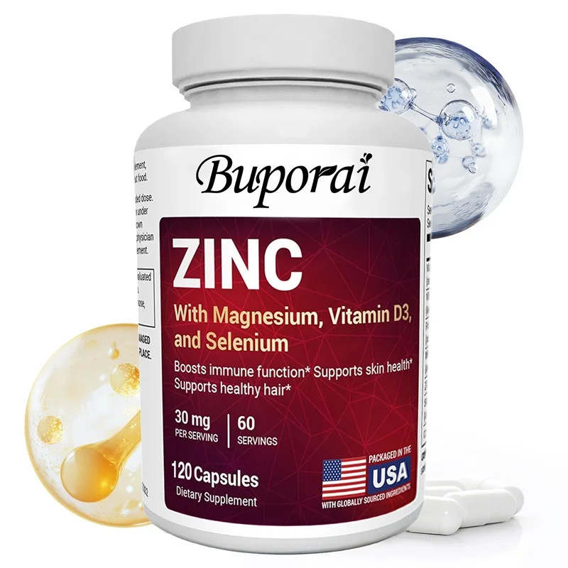 Zinc with Magnesium, Vitamin D3, Selenium 120pcs, Enhance Skin Vitality,Immunity