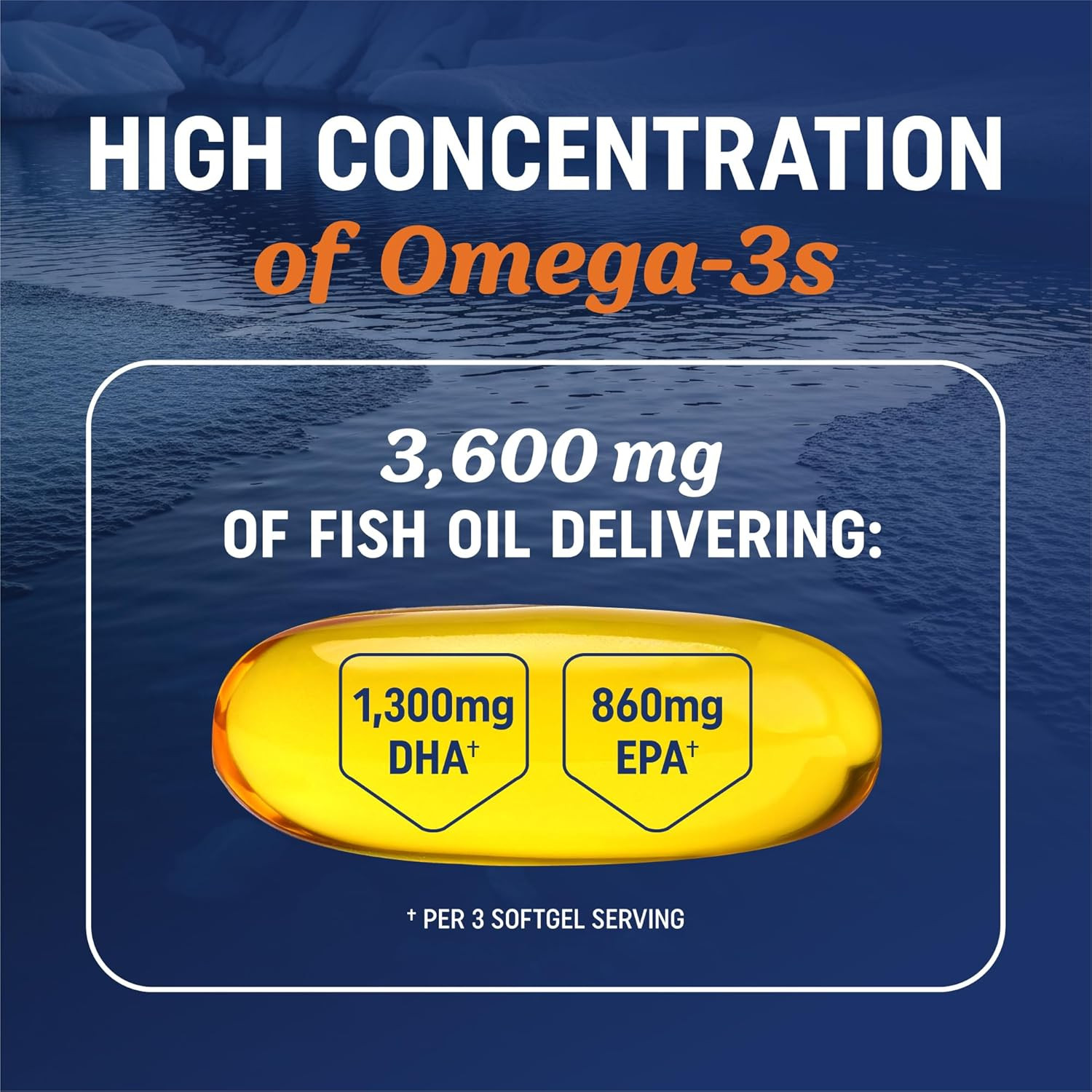 Triple Strength DHA Omega 3 Fish Oil 3600 Mg | over 2100Mg Omega-3 Fatty Acids w