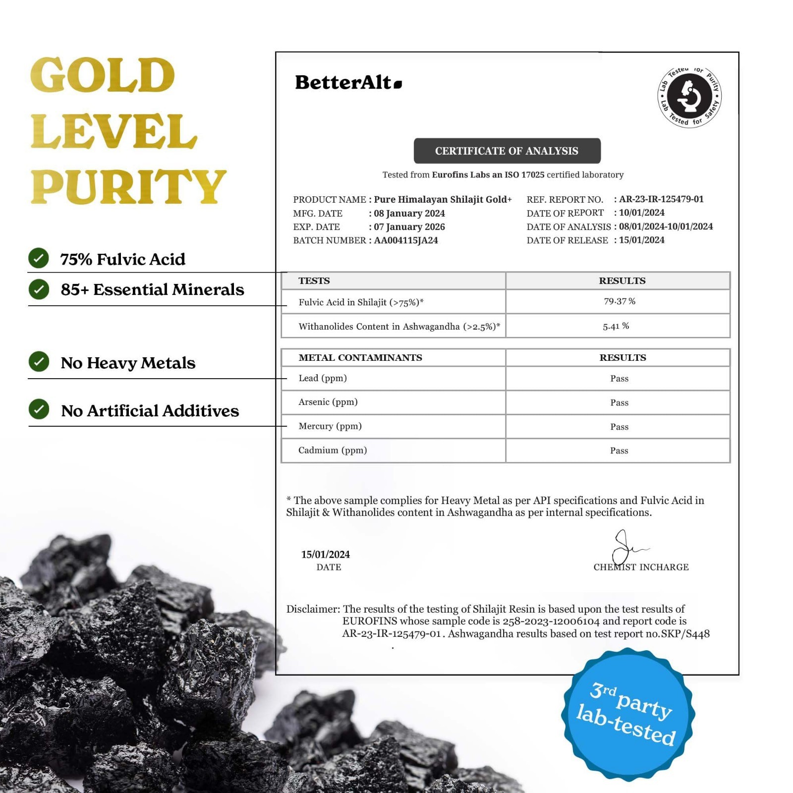 Pure Himalayan Shilajit Gold 30g | Boost Strength & Recovery | Vegan, Lab Tested
