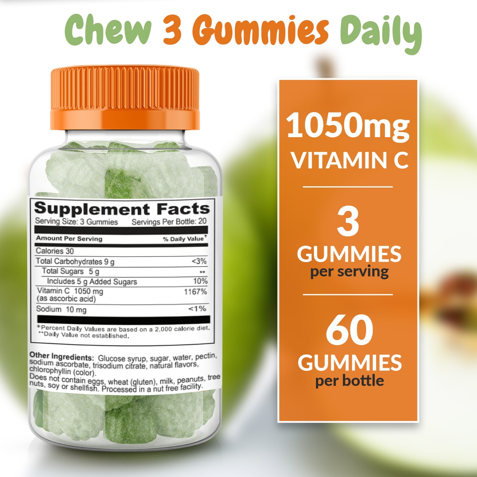 Vitamin C 1050mg Immune Support Booster Gummies 2 Pack