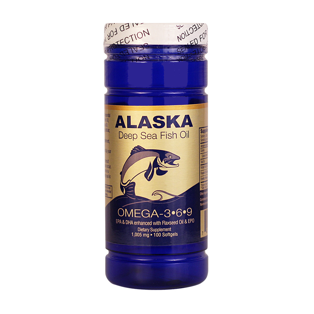 Alaska Deep Sea Fish Oil Omega 3-6-9 100 Softgels | Flaxseed & Evening Primrose