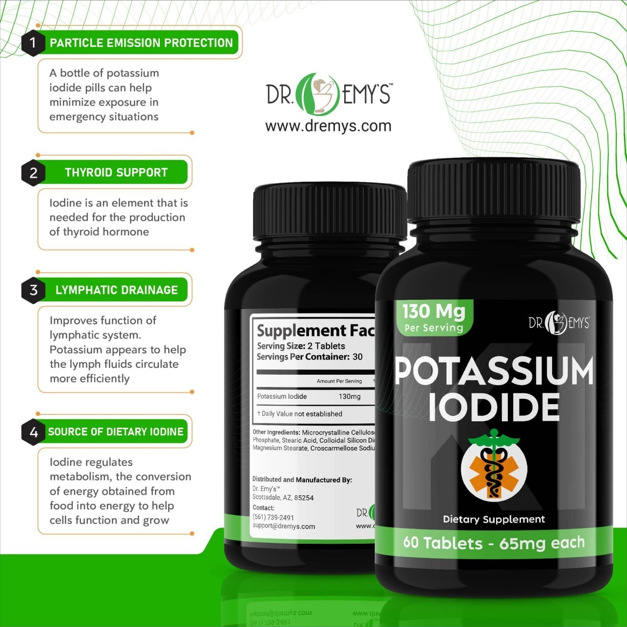 (2PK) – Potassium + Iodide Pills Tablets☆130 mg Supplement☆Survival Kit Fallout