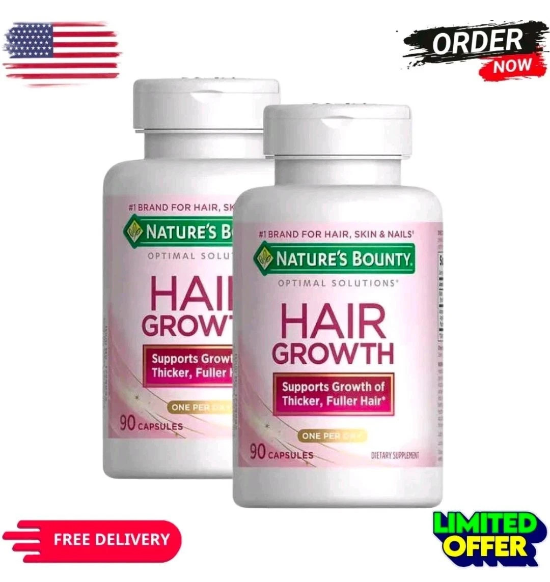 (2 PACK ) Nature’s Bounty Hair Growth Supplement 90 Capsules Strong Healthy Hair