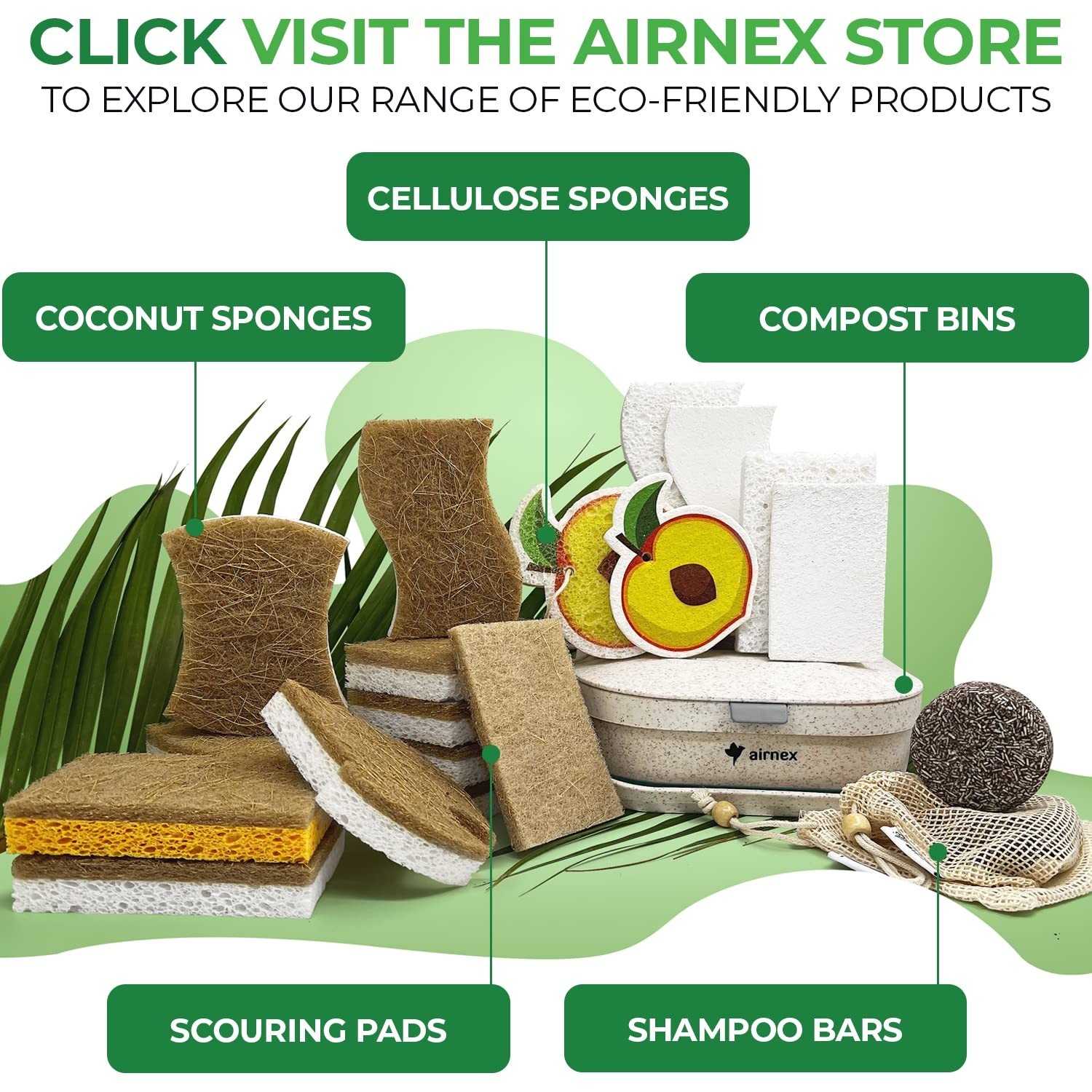 AIRNEX Pack of 12 Biodegradable Cellulose Compressed Sponges with Pack of 12 …