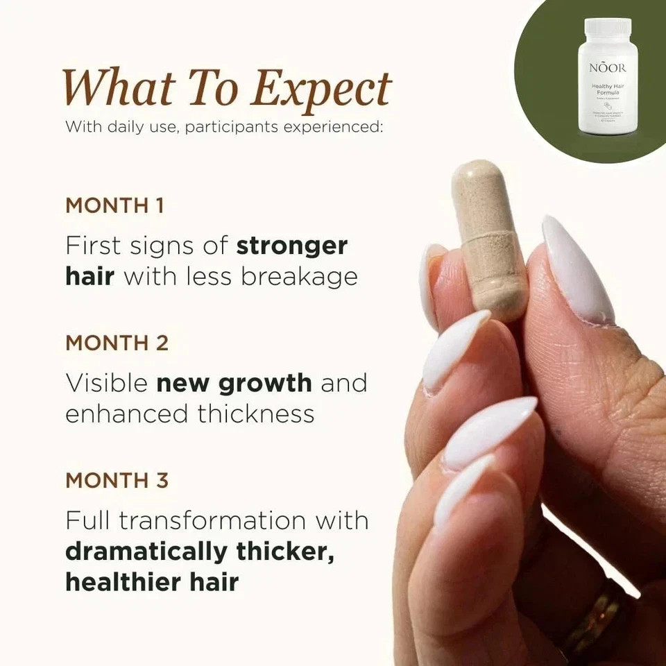 3-Pack NOOR Healthy Hair Formula – NOOR Hair Growth Support Capsules – 180Caps