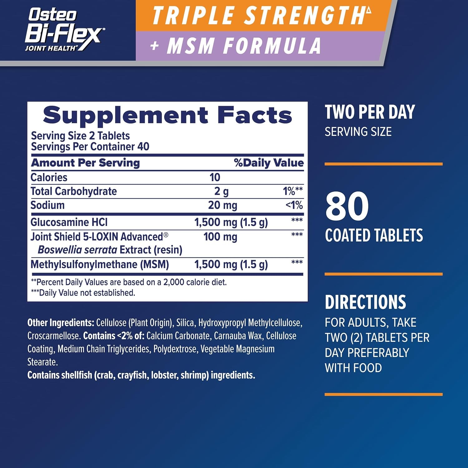 Glucosamine Triple Strength Supplement with MSM for Joint Pain Relief