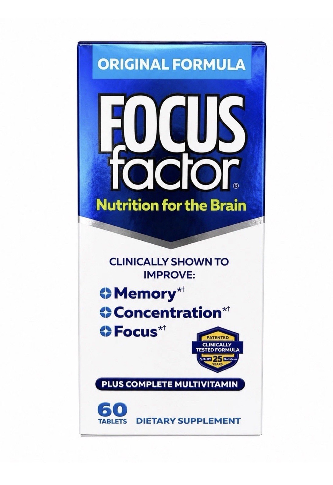 Focus Factor Original Formula Multivitamin Brain Health 60 Count Bottle 7/28
