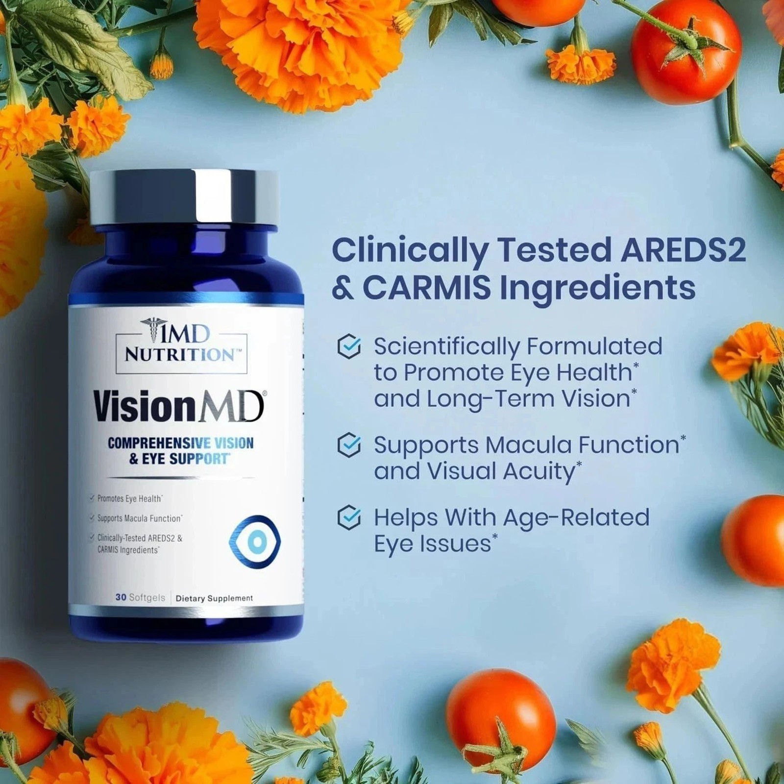Nutrition 1MD Vision Vitamin Eye MD CARMIS Eye Supplement 30 Softgels New