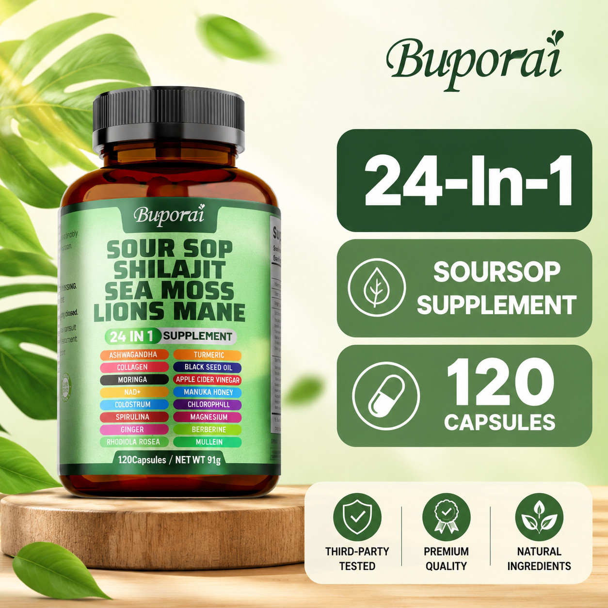 24 in 1 Soursop Complex Capsules Antioxidant Whole Body Wellness 60 Day Supply