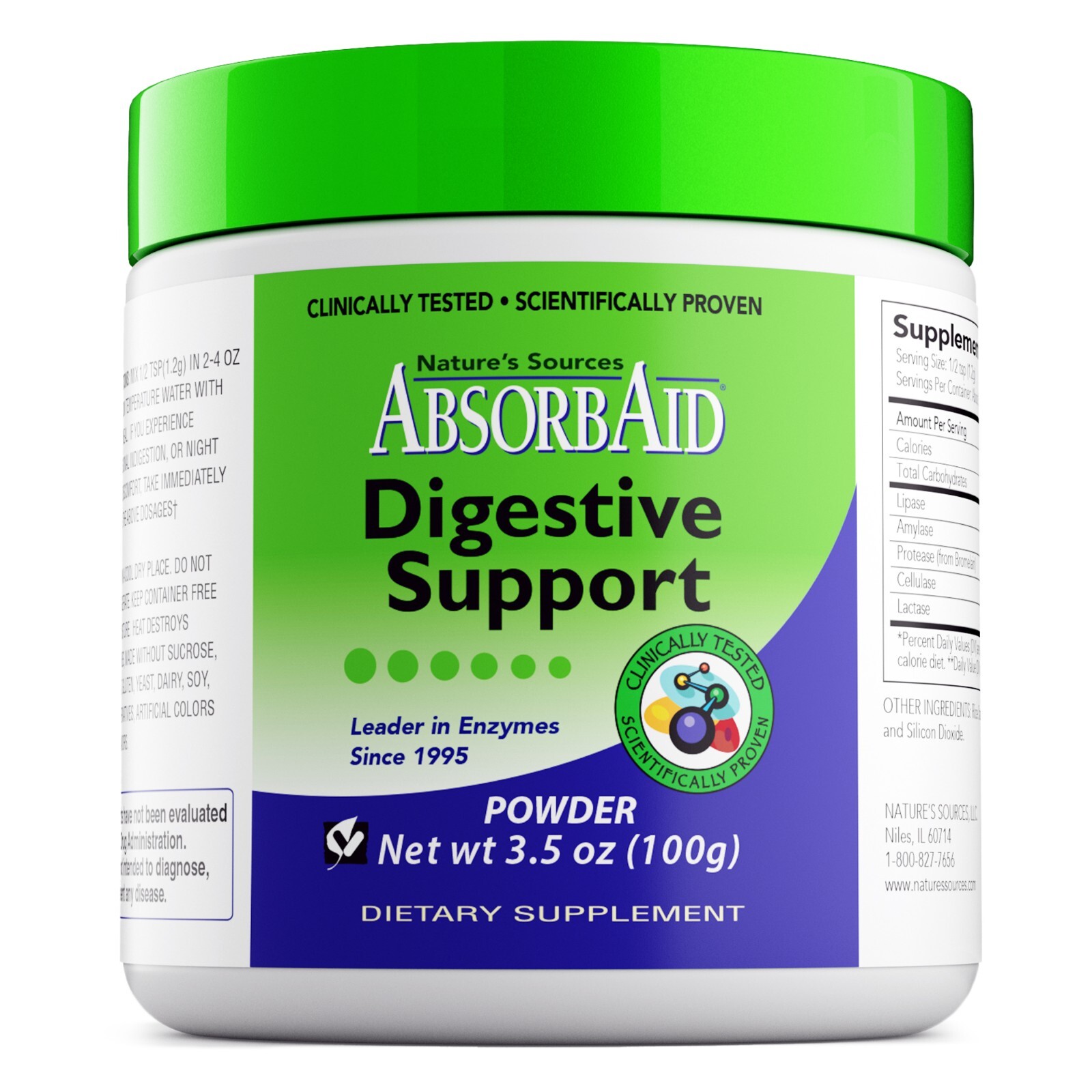 AbsorbAid 100g Powder -Natural Digestive Enzymes for gas, bloating & acid reflux