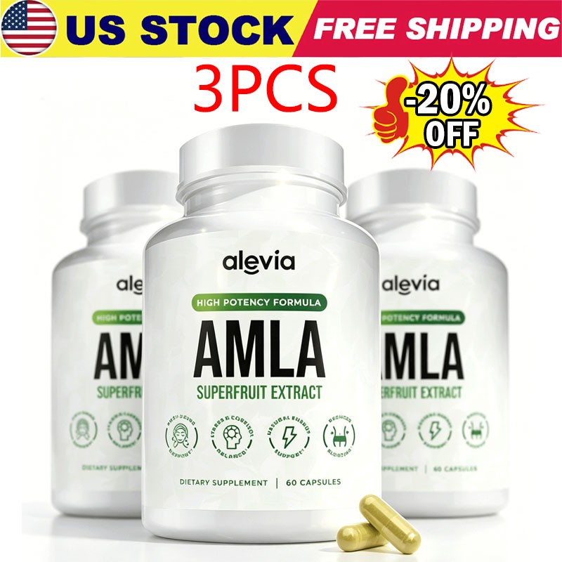 3Pc Alevia Organic Amla Capsules 1000mg Indian Gooseberry Antioxidant Supplement