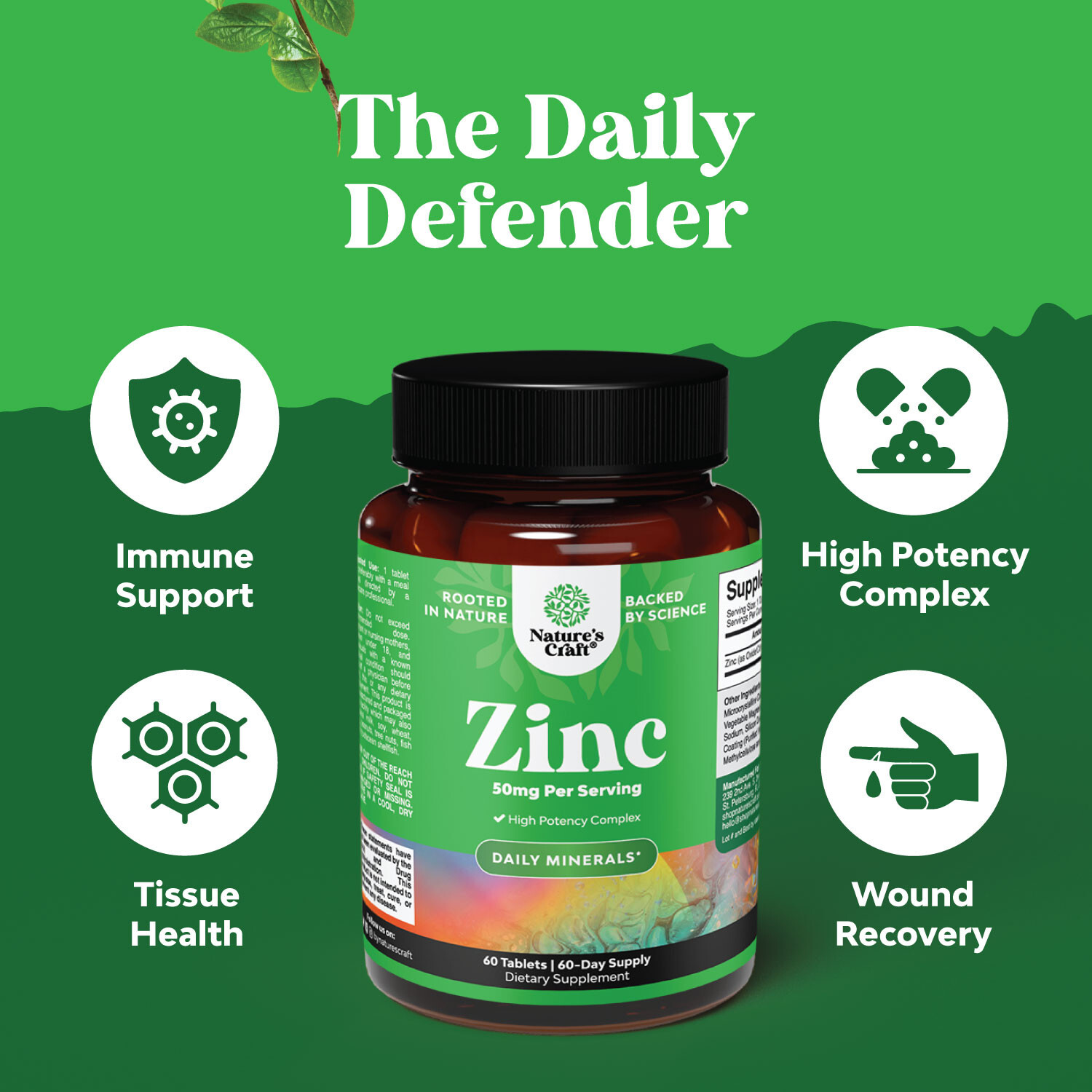 Halal Zinc Supplement 50 mg – Zinc Immune System Booster and Natural Zinc