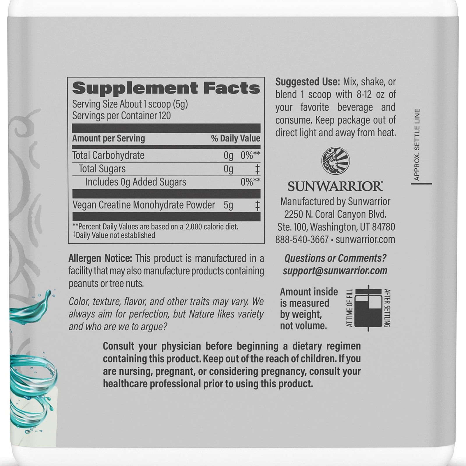 Sunwarrior Creatine Monohydrate Powder Micronized PreWorkout Recovery Supplement