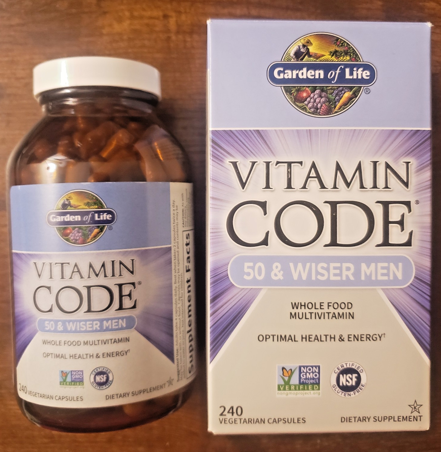 Garden of Life Vitamin Code 50 & Wiser Men 240 Vegetarian Capsules Gluten-Free