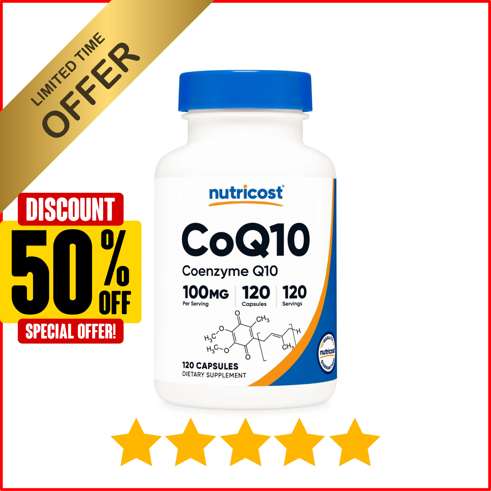Nutricost CoQ10 100mg, 120 Capsules, Vegetarian Capsules, Non-GMO (Coenzyme Q10)