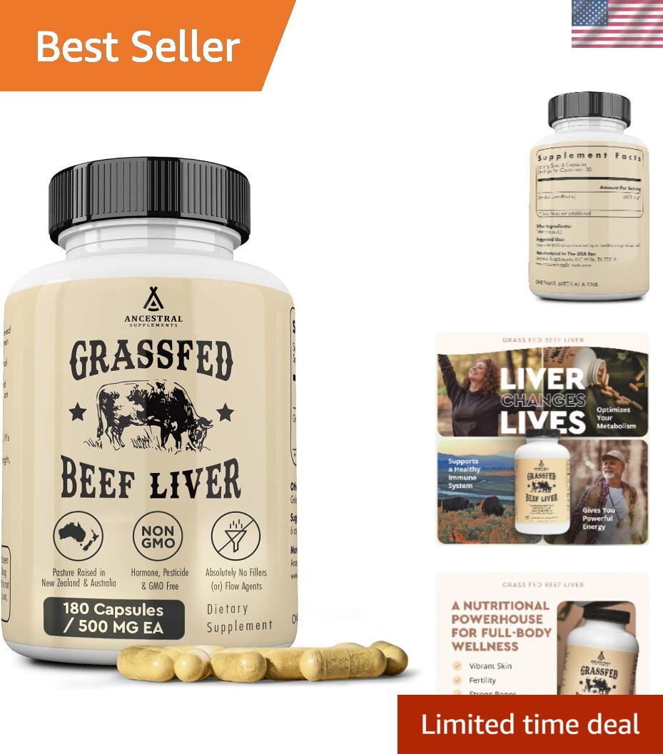 Non-GMO Freeze-Dried Beef Liver Supplement – 180 Capsules for Detox & Immunity