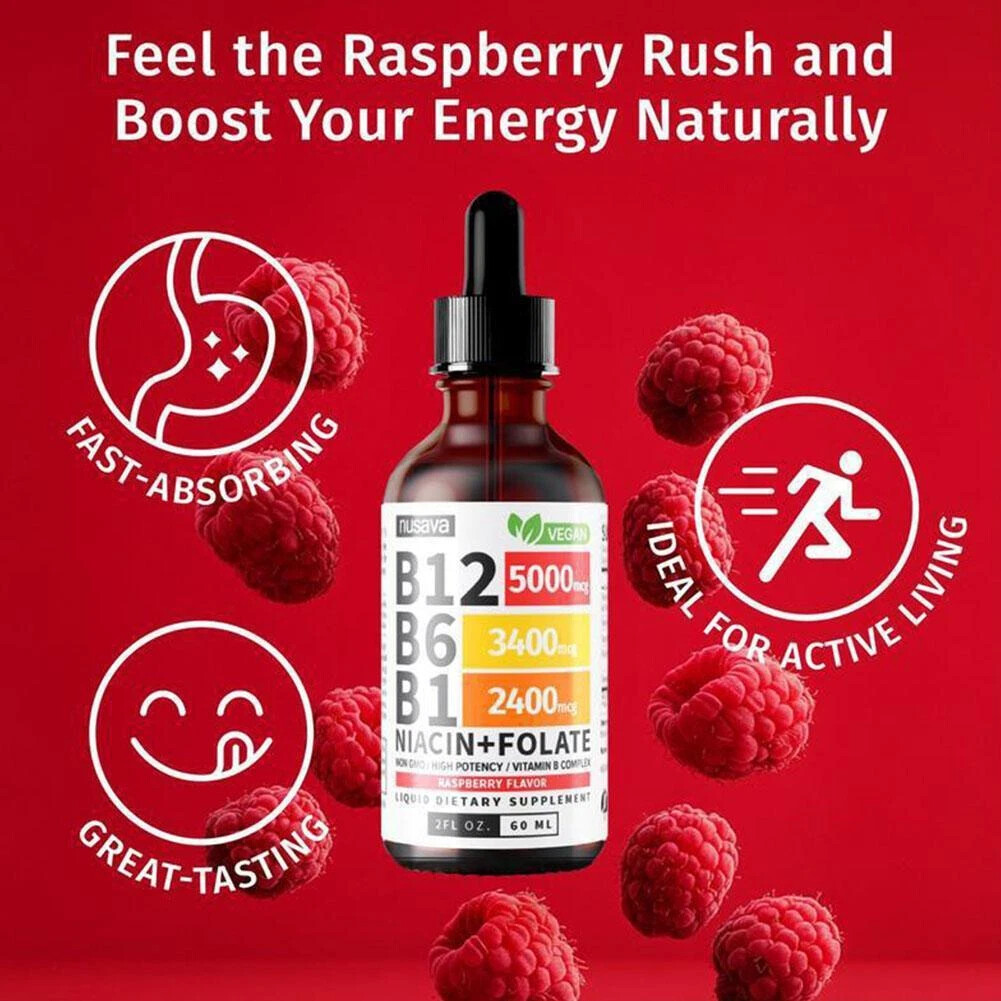 1-5 bottles Vitamin and B12 B6 Liquid Drops, B12 Sublingual Vitamin B Complex