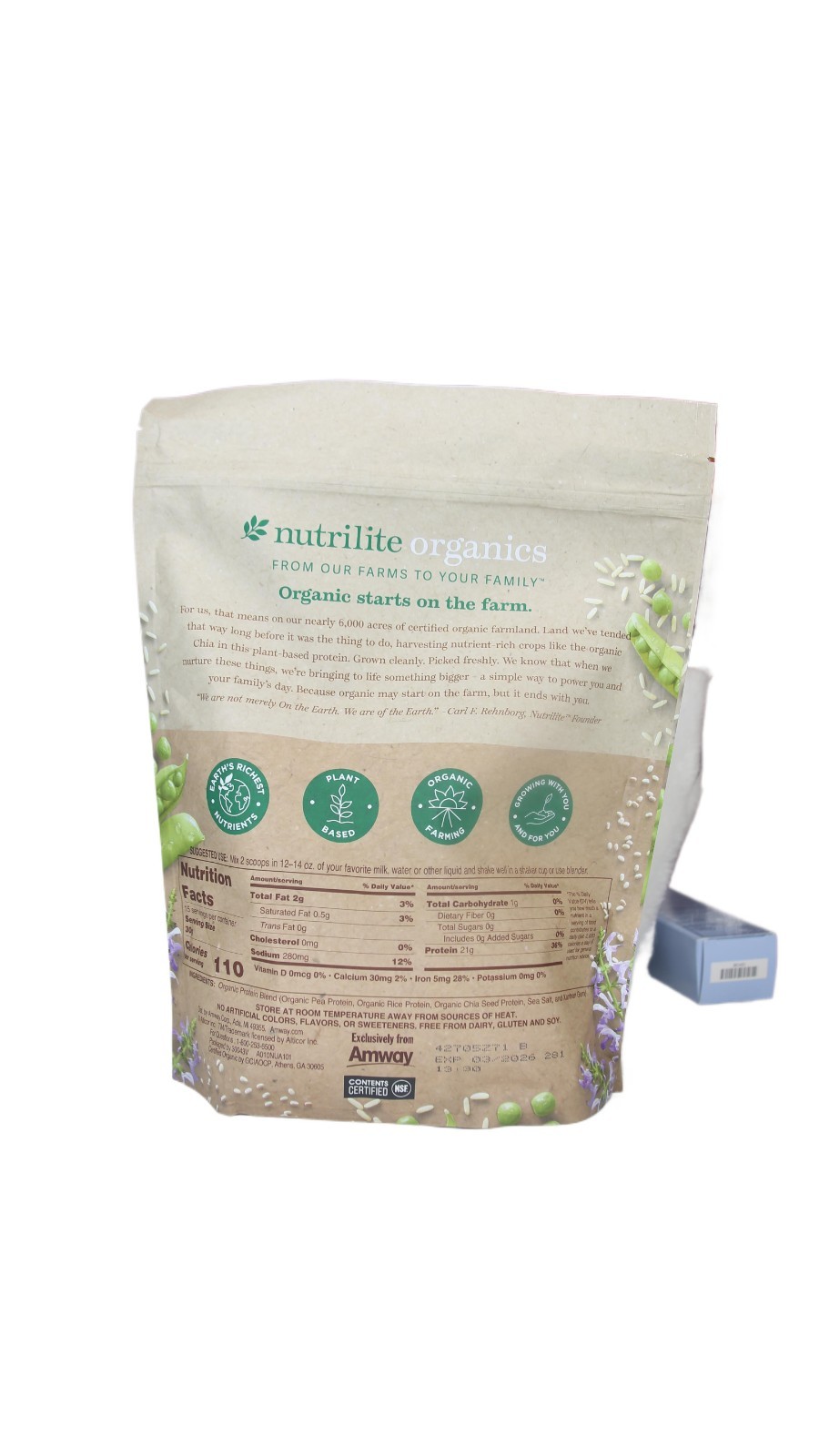 Nutrilite Organics All in One Meal Powder by Amway – Unflavored – Exp. 10/2026