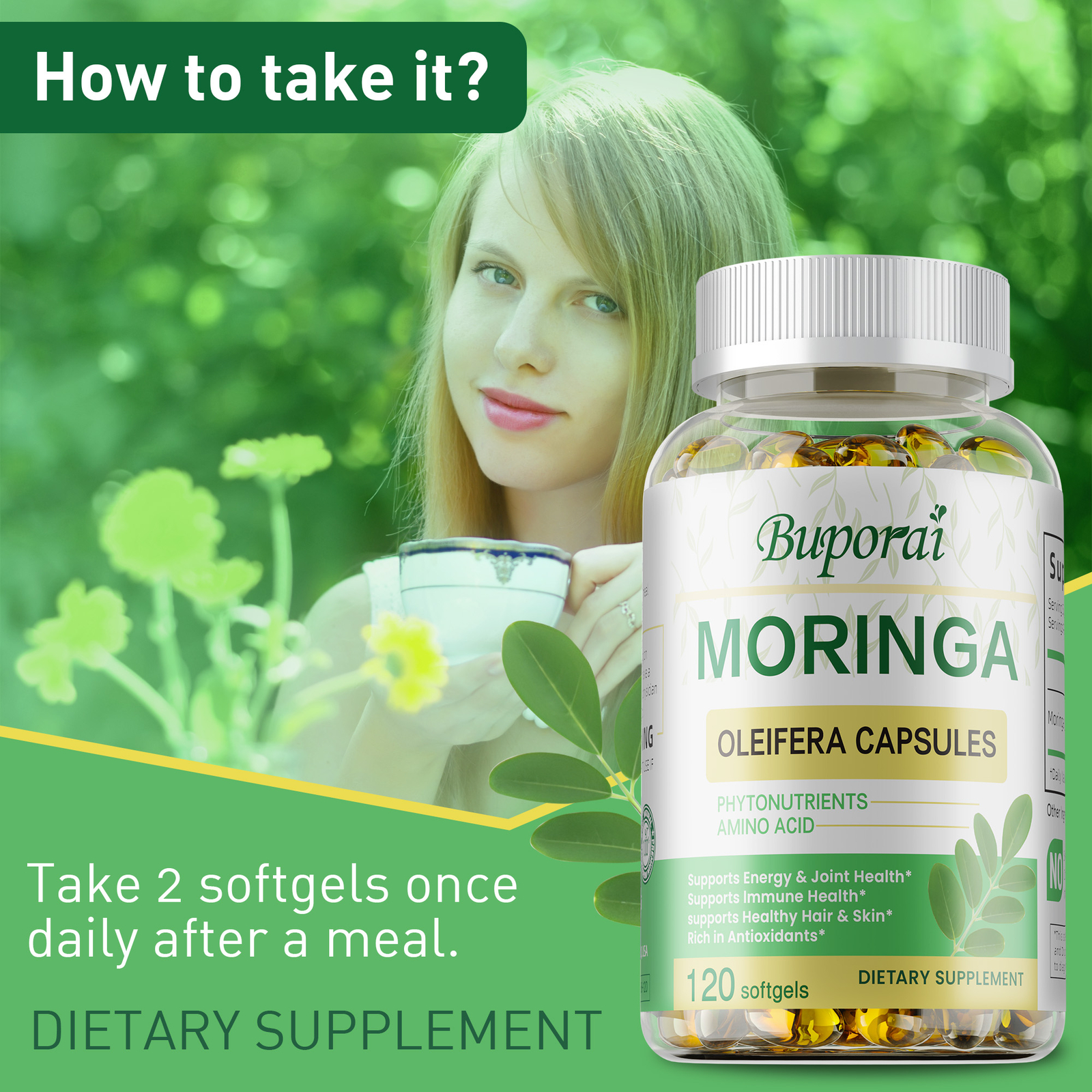 Moringa Leaf Capsules 1000mg – Gut Health, Metabolism and Immune Support
