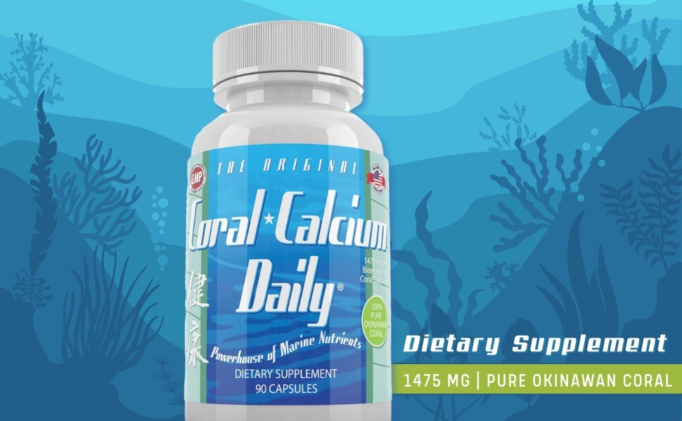 Coral Calcium Daily Original 1475mg 90 capsule Best Pure Supreme Marine Okinawan