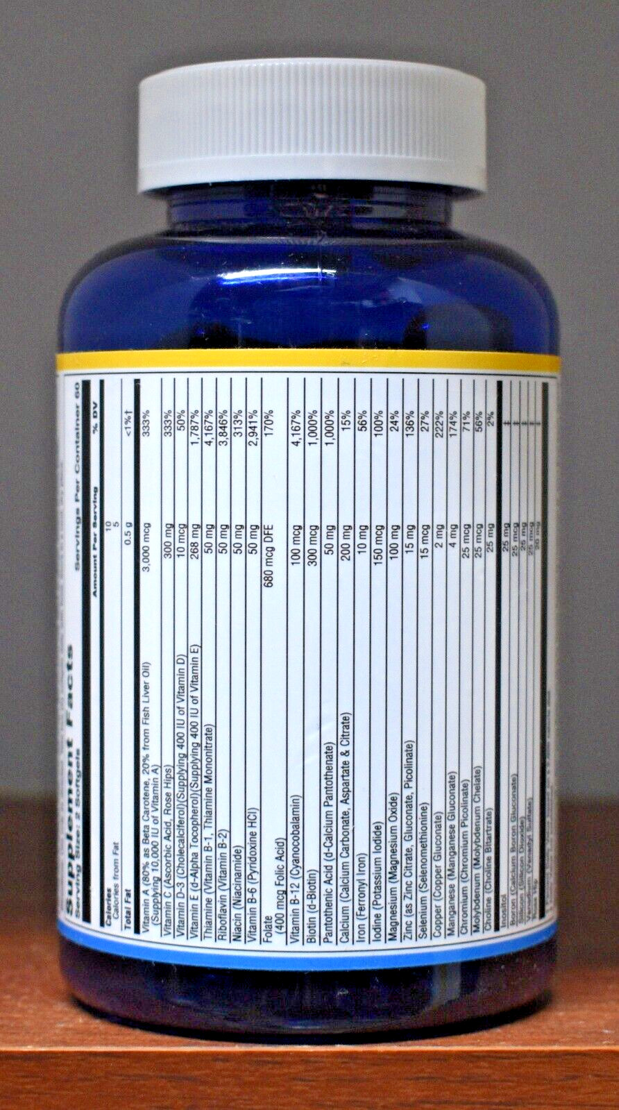 Nature’s Life Daily Multivitamin 120 Softgels 2 Per Day Immunity & Energy