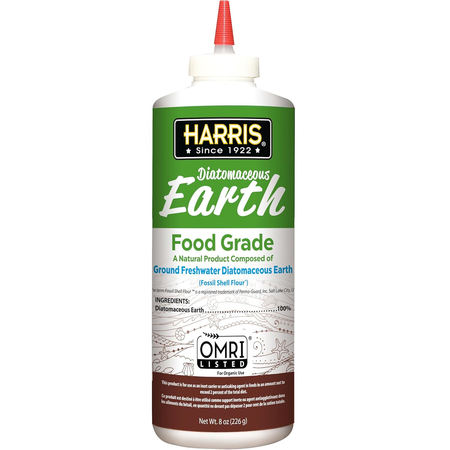 HARRIS Diatomaceous Earth Food Grade, Half Pound with Easy Application Puffer Ti