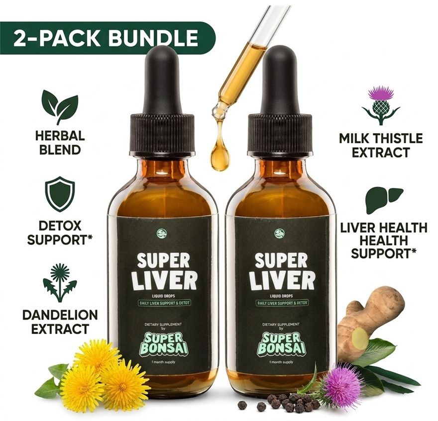 Super Bonsai Super Liver Drops 2-Pack Daily Detox Support Milk Thistle 60 Days