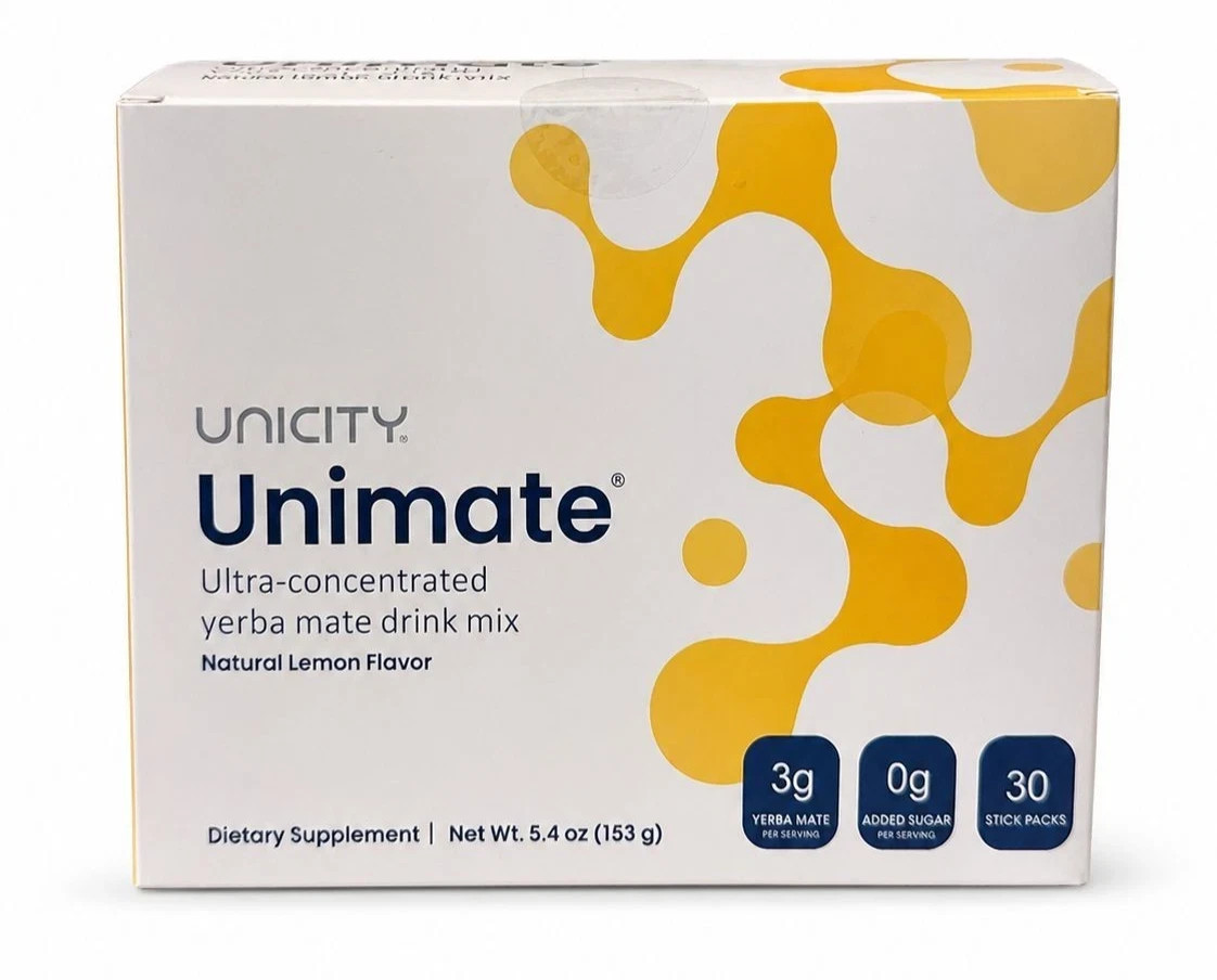Unicity Unimate Lemon Drink Mix 30 Sachets–Energy & Metabolism Support ( Natural