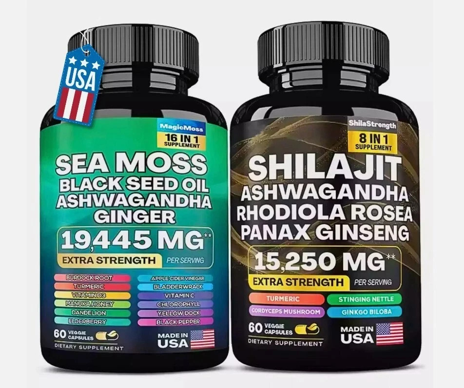 Sea Moss & Shilajit (Black Seed Oil, Turmeric, Ashwagandha, Ginger, Vitamin D