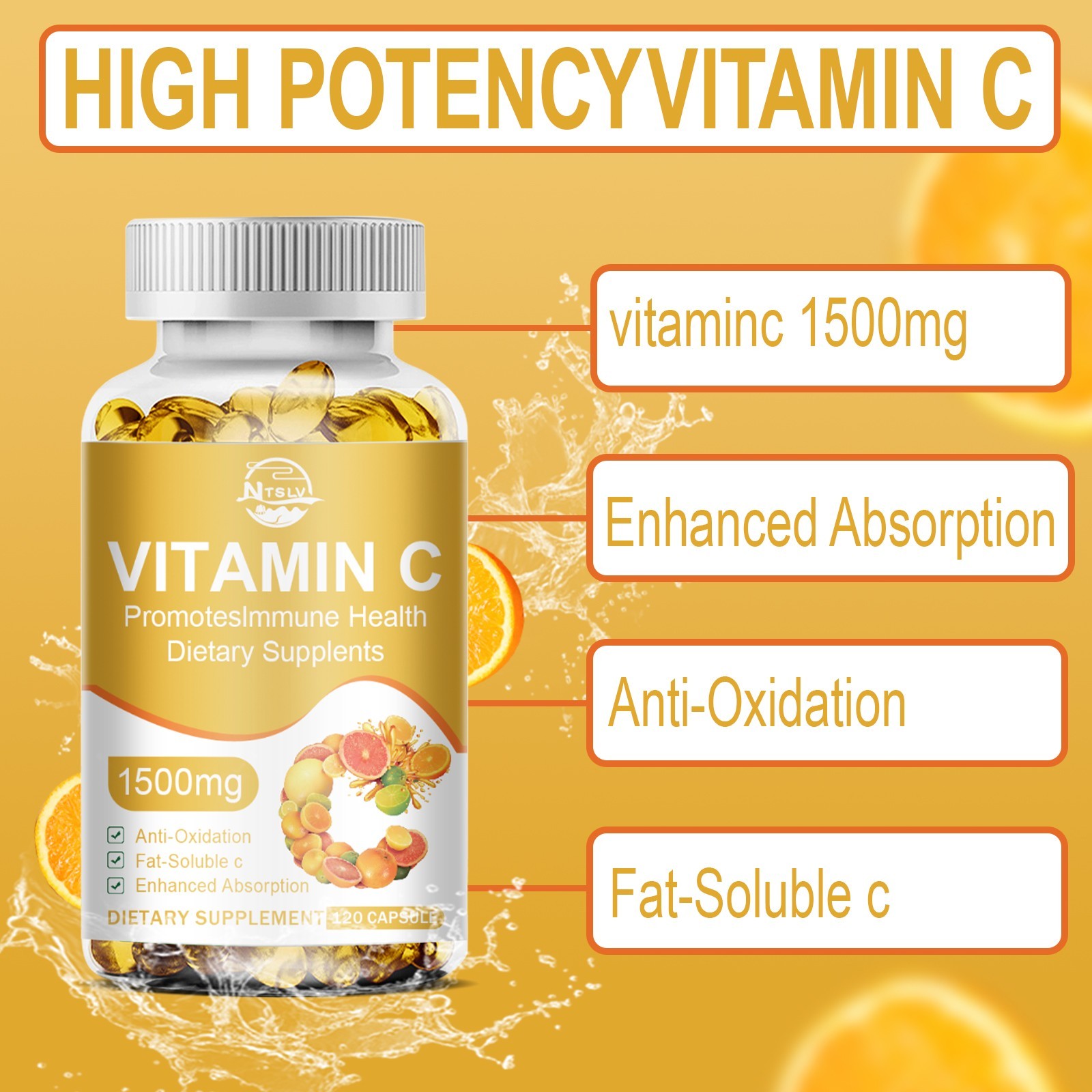 Vitamin C 1500mg 120 Capsules Antioxidant Immune Support