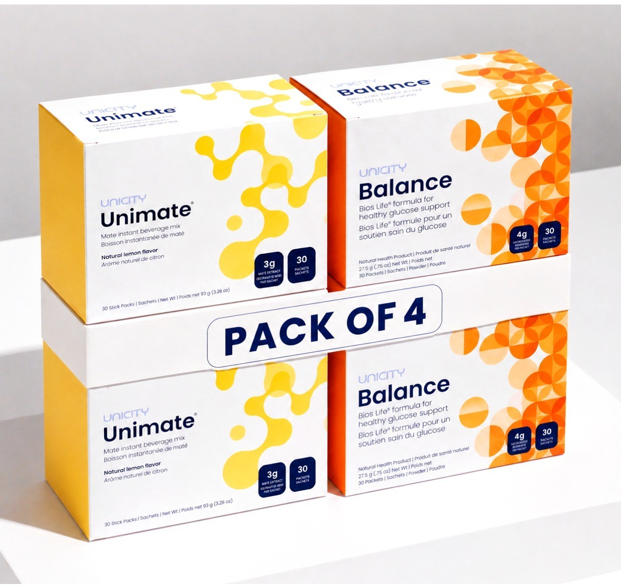 Unicity UFEEL GREAT 2 BOX Lemon+2 BOX Orange(Box of 30 sachets each) Exp 02/2027