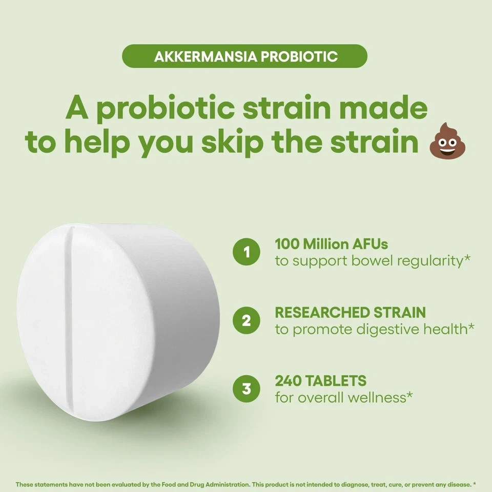 Akkermansia Muciniphila Probiotic Supplement 240 Tablets for Men & Women