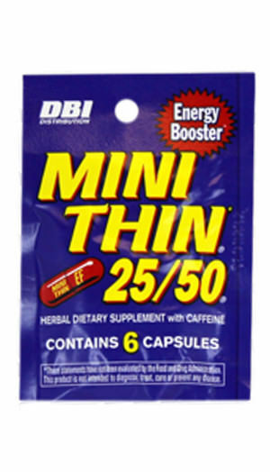 Mini Thin 25/50 25 50 Energy – 8 PACKS – Diet Herbal Caffeine 6 Capsules Pr Pack