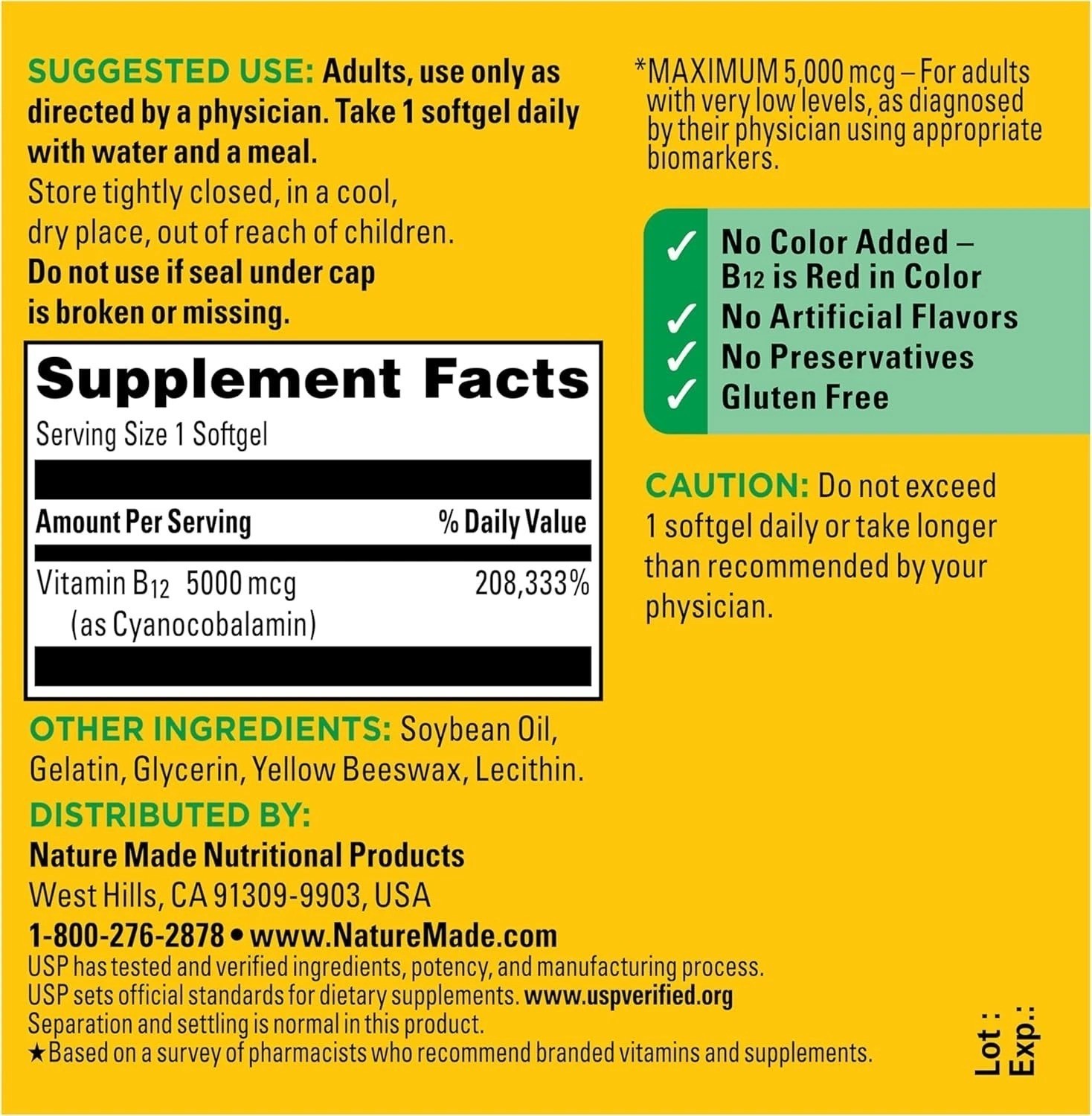 Nature Made Maximum Strength Vitamin B12 5000 Mcg, Energy Metabolism Support