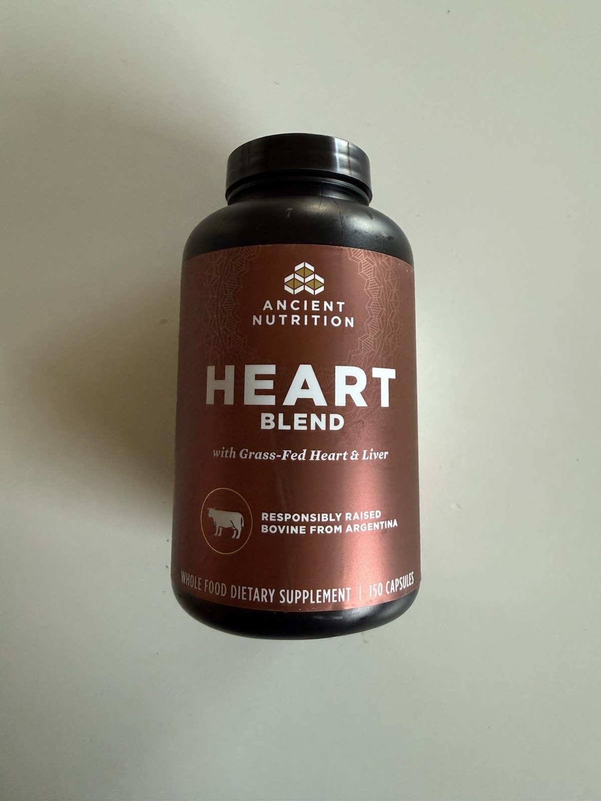 Ancient Nutrition Heart Blend Grass Fed 150 Caps -NEW- Exp 3/28